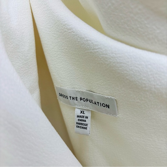 Dress the Population Tiffany one-shoulder midi dress in white crepe fabric - Picture 10 of 12